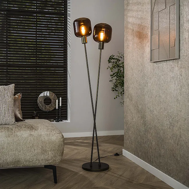 Stojaca lampa 84-30 Bronza 2L Brown Glass